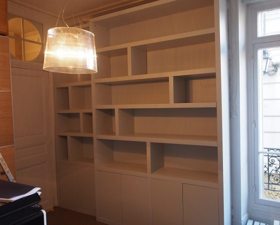 Bibliothèque contemporaine à ressaut dans un appartement versaillais