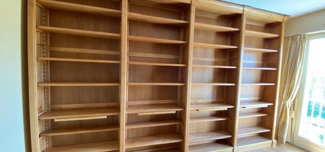 Longue bibliothèque en bois naturel dénommée bibus